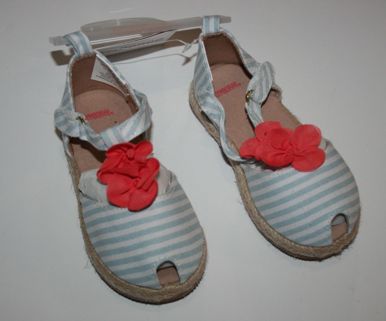 New Gymboree Girls 6 US Youth Blue White Coral Flower Espadrille Sandals  Shoes | eBay