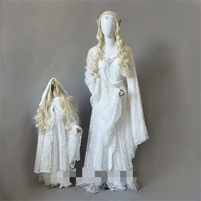 Lord of the Rings The Hobbit Galadriel Cosplay Costume Outfits Wig Adult/kids - Image 2 of 4