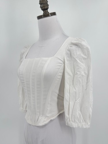 Jason Wu White Square Neck Puff Sleeve Corset Renaissance Blouse Top Sz XS - Picture 2 of 5