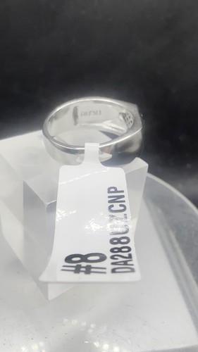 Mens 8mm ring band thumb cz stainless steel silver signet pinky wedding new A288 - Video 1 of 1
