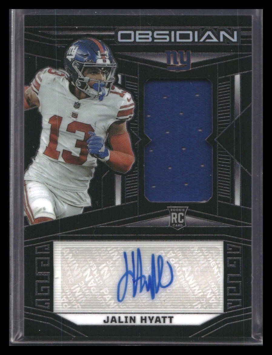 2023 Panini Obsidian Football RC Jalin Hyatt #206 Patch Card Auto /199