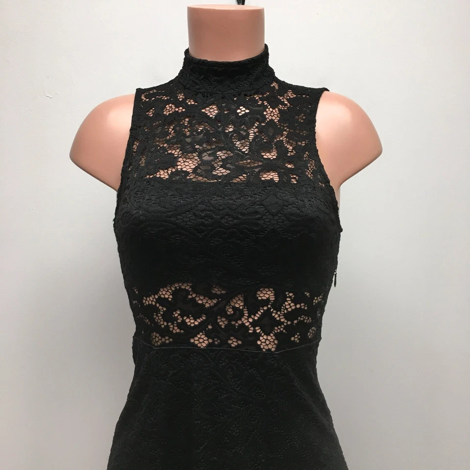 Mini Vestido Show Me Your Mumu Para Mujer Negro Floral Encaje Sin Mangas Cuello Simulado XS Foto 2 de 4