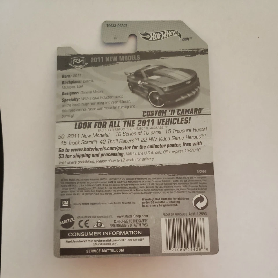 Metallic Gray 2011 NEW MODELS Hot Wheels CUSTOM '11 CAMARO 5/244 - Image 2 of 4