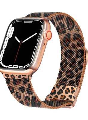 - Apple Watch band leopard Milanese stainless ? Milanese Mesh Metal Magnetic Leopard Watch Band for Apple  main image 3