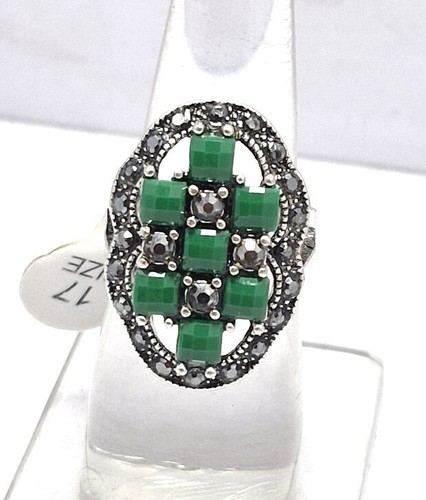 925 Sterling Silver Ring Green Emerald Gemstone Jewelry Size 7 Beautiful - Picture 6 of 12