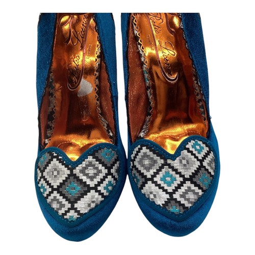 Poetic Licence Womens Teal Siren Velour High Heel Court Shoes Size UK 5 New - Picture 7 of 10
