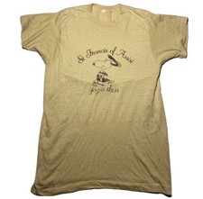Vintage 70s Snoopy Jog -Athon T-Shirt Single Stitch Tan 18 X 28