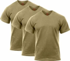 Official AR 670-1 US Army T-Shirt 100% Cotton Coyote Brown Military Tees 3 PACK
