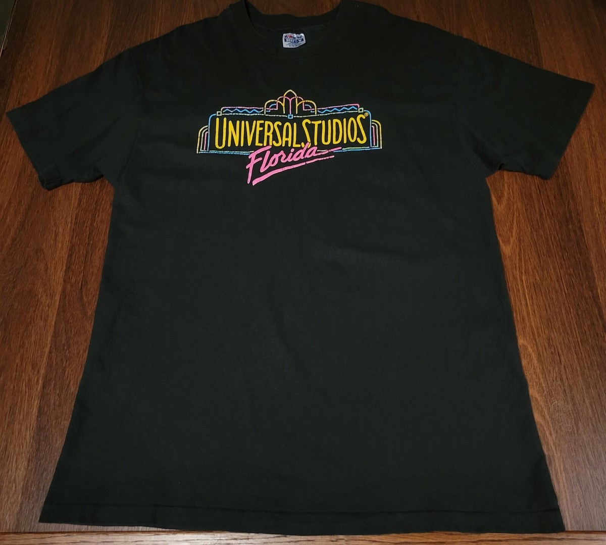 Vintage 90s Universal Studios Florida Shirt XL Puffy Print Black 