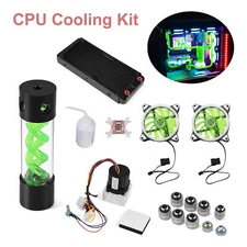 PC Liquid Water Cooling Kit 240mm CPU Block 2 LED Fan Pump Reservoir GB