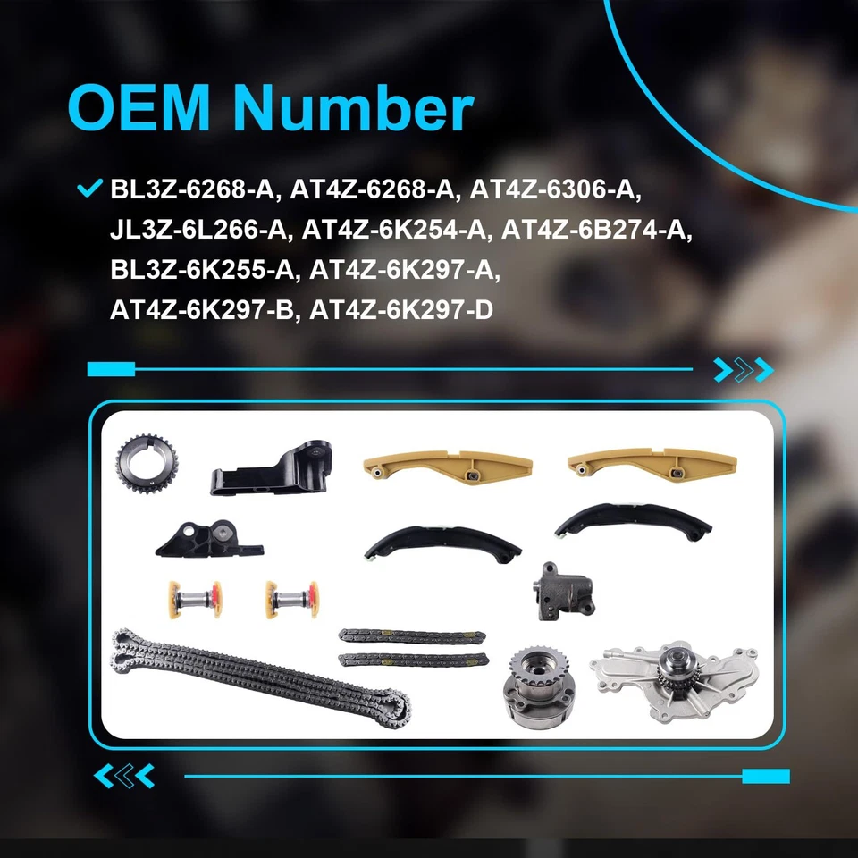 Kit de cadena de distribución con bomba de agua de aceite VVT para Ford Explorer Edge Lincoln 3.5 3.7 V6 Foto 3 de 4