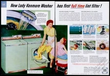 1957 Lady Kenmore green washer dryer mother daughter photo Sears vintage ad