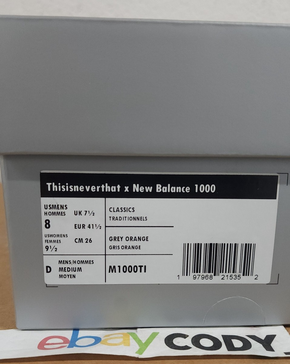 Thisneverthat x New Balance 1000 Silver Mens Sizes *EMPTY SHOE BOX