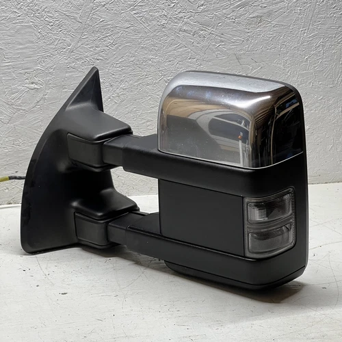 2008 F250 F350 Chrome LH Driver Power Door Mirror Dual Arms Telescopic