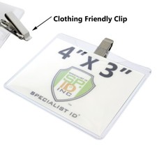 Bulk 25 Pack - Vinyl Vaccination Card Holder 4x3 with Clothing Friendly Clip