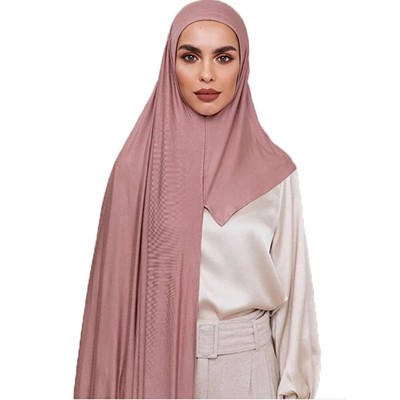 Newest Soft Cotton Jersey Double Loop Instant Hijab Muslim Headwrap Islamic Head