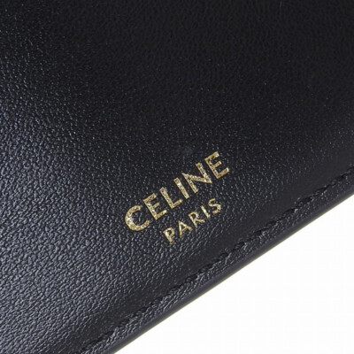 CELINE ローブ ペンションネア マンシュ ケープ Celine Small Trifold Wallet 16 Saise Leather Black 10F523Cq7