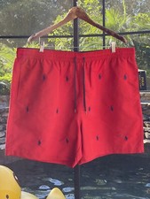 Polo Ralph Lauren Red Small Ponies Swim Trunks 4XB for Men - New Tags