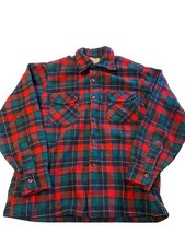 Mens PENDLETON Vintage 1960s Red Plaid Wool Button Up Board Shirt Sz L