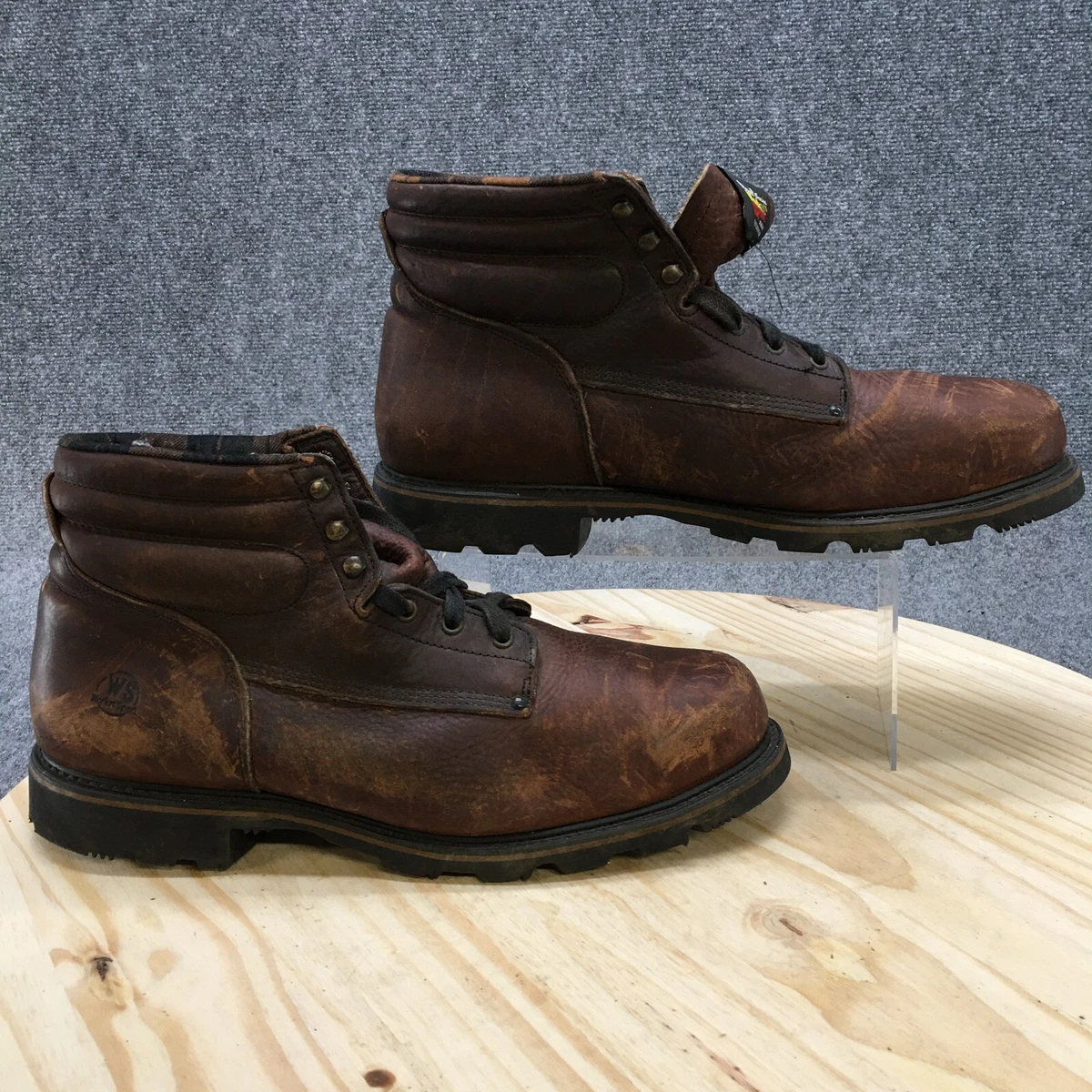 Workn Sport Boots Mens 14 E Combat Ankle 99406 Brown Leather Lace Up Round Toe