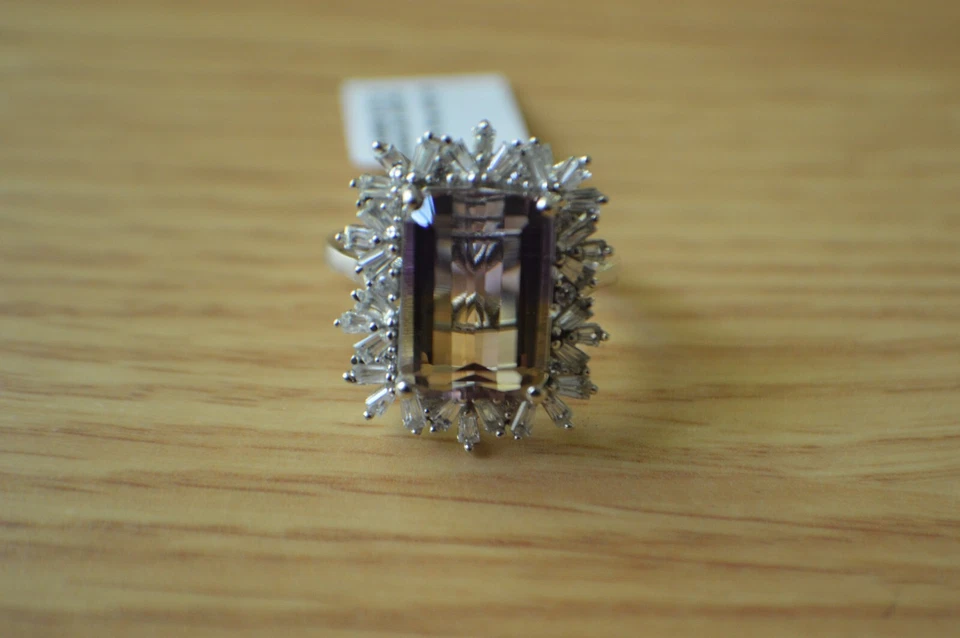 Anillo de platino/circón Anahi premium de 10,00 quilates sobre plata fina talla 8 Foto 4 de 4