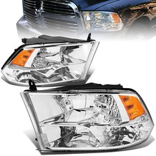 Headlights For 2009-2018 Dodge Ram 1500 2500 3500 Quad Chrome Lhrh Lamps 09-18