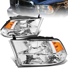 Headlights For 2009-2018 Dodge Ram 1500 2500 3500 Quad Chrome LH+RH lamps 09-18