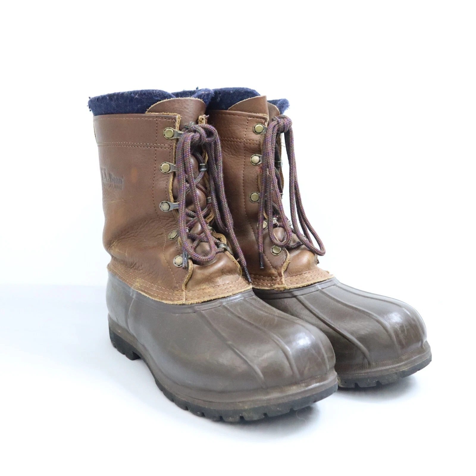Vintage LL Bean Men's Brown Leather Waterproof Insulated Duck Boots Size 8