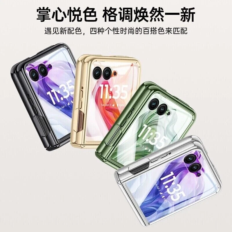 Para Motorola razr+ 2024, Lujo Bisagra Transparente Rígida PC Cubierta Estuche Protector de Vidrio Foto 2 de 4