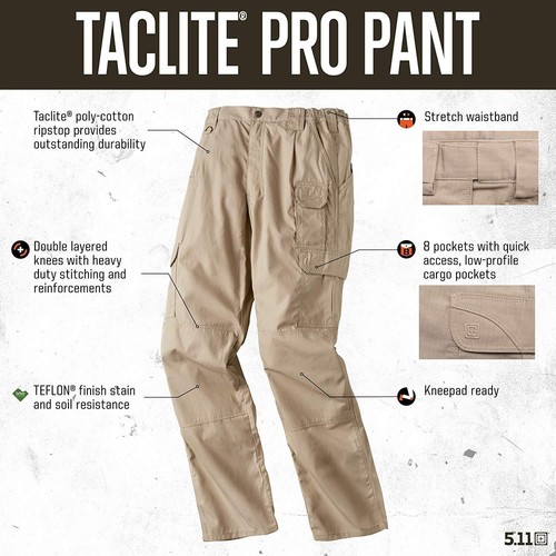 5.11 Men's TACLITE Pro Tactical Pants, Style 74273, Waist 28-44 - Picture 2 of 37