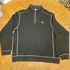Tommy Bahama 1/4 Zip Pullover Sweater Sweatshirt Gray Men's Size Large EUC