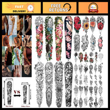 46 Sheet Full Arm Temporary Tattoos for Women  Girls - Floral Peony, Bird, Butt
