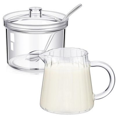 Baderke 3 Pcs Sugar and Creamer Set, 8.5 Ounce Acrylic Cream Pitcher, /, / 