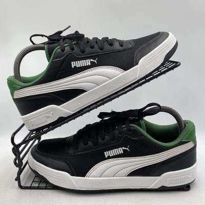 Puma Caracal Schwarz Weiß Grün Sneaker Größe UK 7 Herren Leder Low Top 371116-05