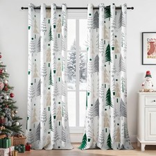Christmas Living Room Curtains 84 Inches Long 2 Panels Burg,Grommet Xmas Deco...