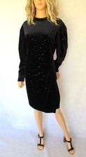 Monsoon 80's style dress, little black dress, velvet shiny stars & polka dot, 18