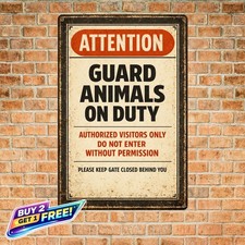 Warning Beware Of Dogs Funny Poster 8x12 Tin Metal Sign Pet Wall Decor