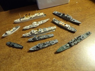 Vintage Diecast Metal Waterline Assorted Ship Models Lot of 10 – Made in Germany