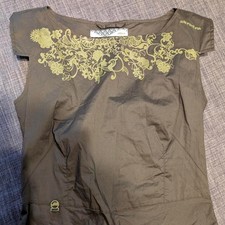 Skunkfunk Army Green Cotton MidiDress with design on back.