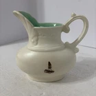Vintage Red Wing Art Pottery Cream/Blue-Green Pitcher Vase/Planter #737 Label