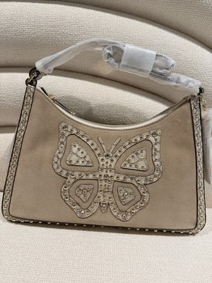 Brahmin Esme Women s Beige Animal Print Shoulder Bag Zip Closure Gold Hardware