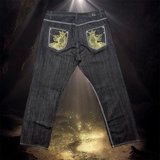 Vintage Y2K G-Unit Gold Lion Embroidered 50 Cent Baggy Hip-Hop Jeans 38x32