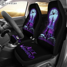 Alice In The Wonderland Book World Black Purple Car Seat Covers Set Of 2 Alice In The Wonderland Book World Black Purple Car Seat Covers Set Of 2