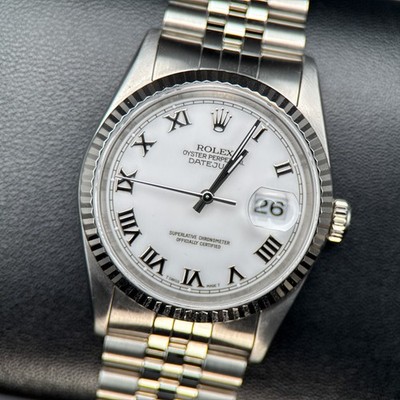 Rolex Datejust 36mm 16234 White Roman Dial Stainless Steel