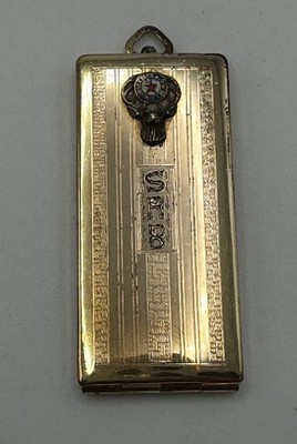 Vintage  BPOE Elks Lodge Gold Tone Art Deco Design Membership Card Holder FM CO
