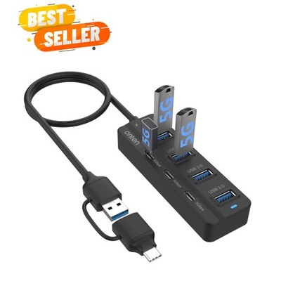 7-Port USB Hub with 3 USB-C & 4 USB-A Ports - Speedy Transfers & Durability