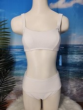 NWT Cupshe Two Piece Bikini Size Small Textured Dots White Color