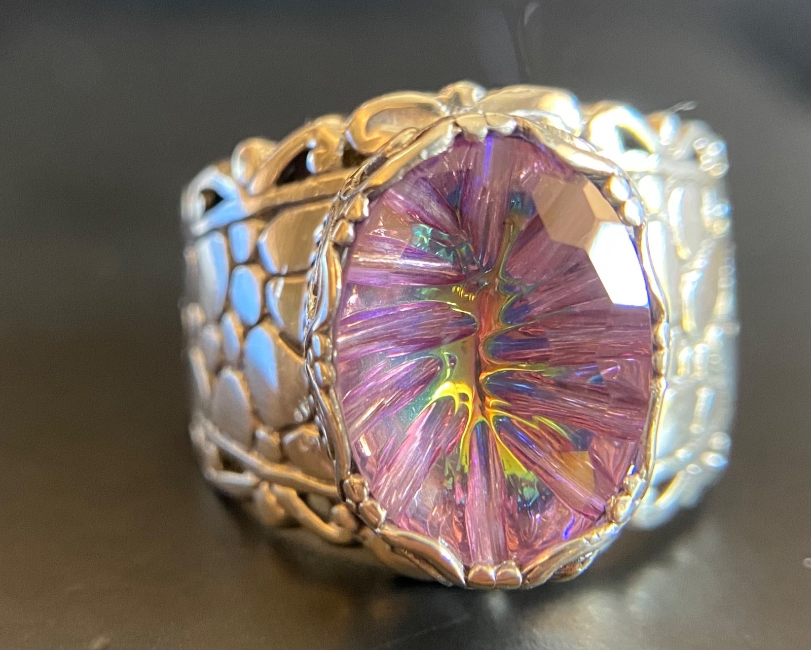 Sarda,Bali Handmade,Beautiful,Unique,Sterling & Quartz “Wanderjahr” Ring Sz 8.75