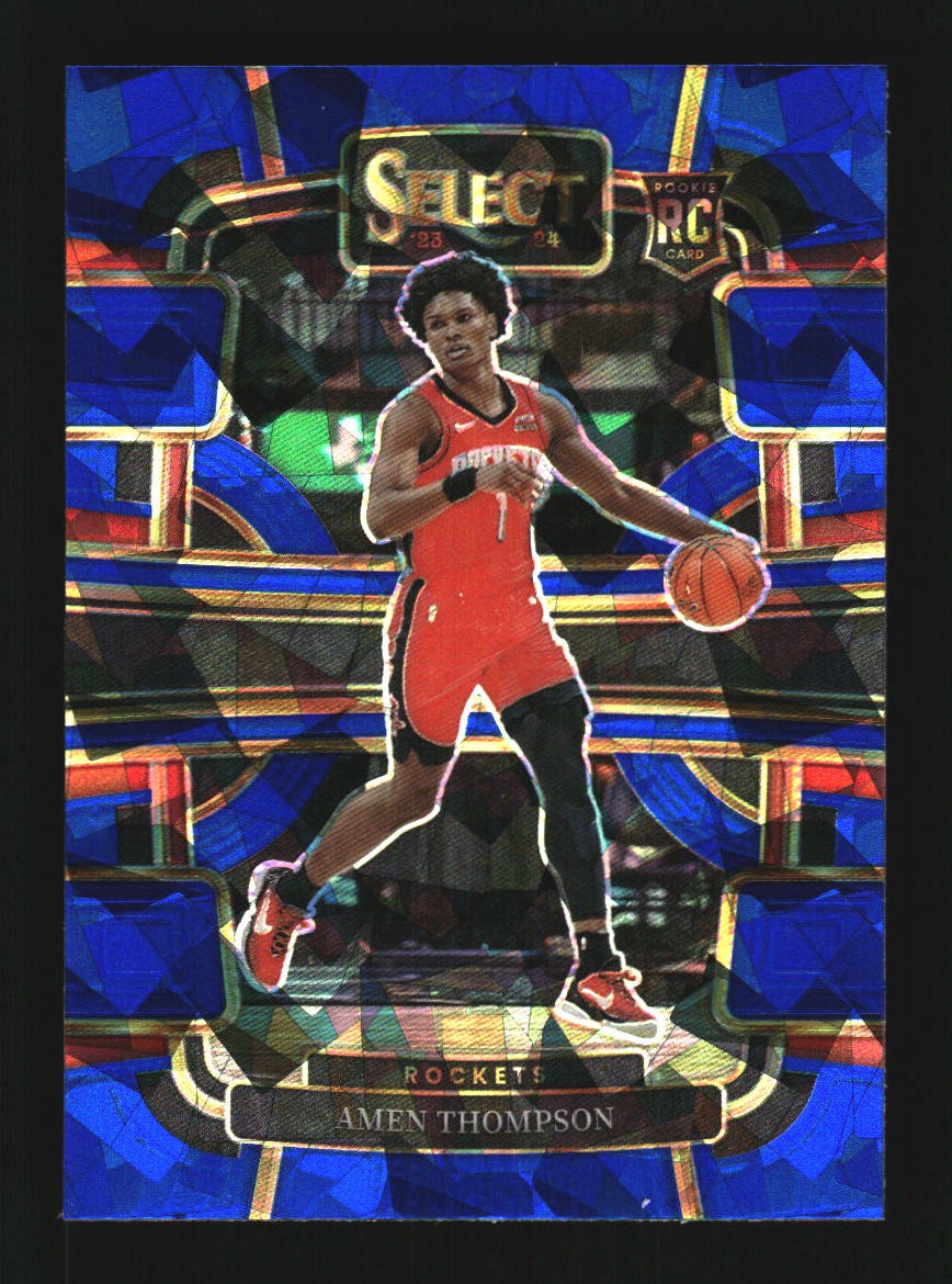Amen Thompson 2023-24 Panini Select Blue Cracked Ice Prizms #96 RC