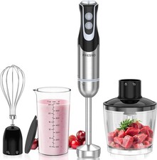 FRESKO Hand Blender 4-in-1, 1000W Electric Stick Blender Stainless Steel with 12